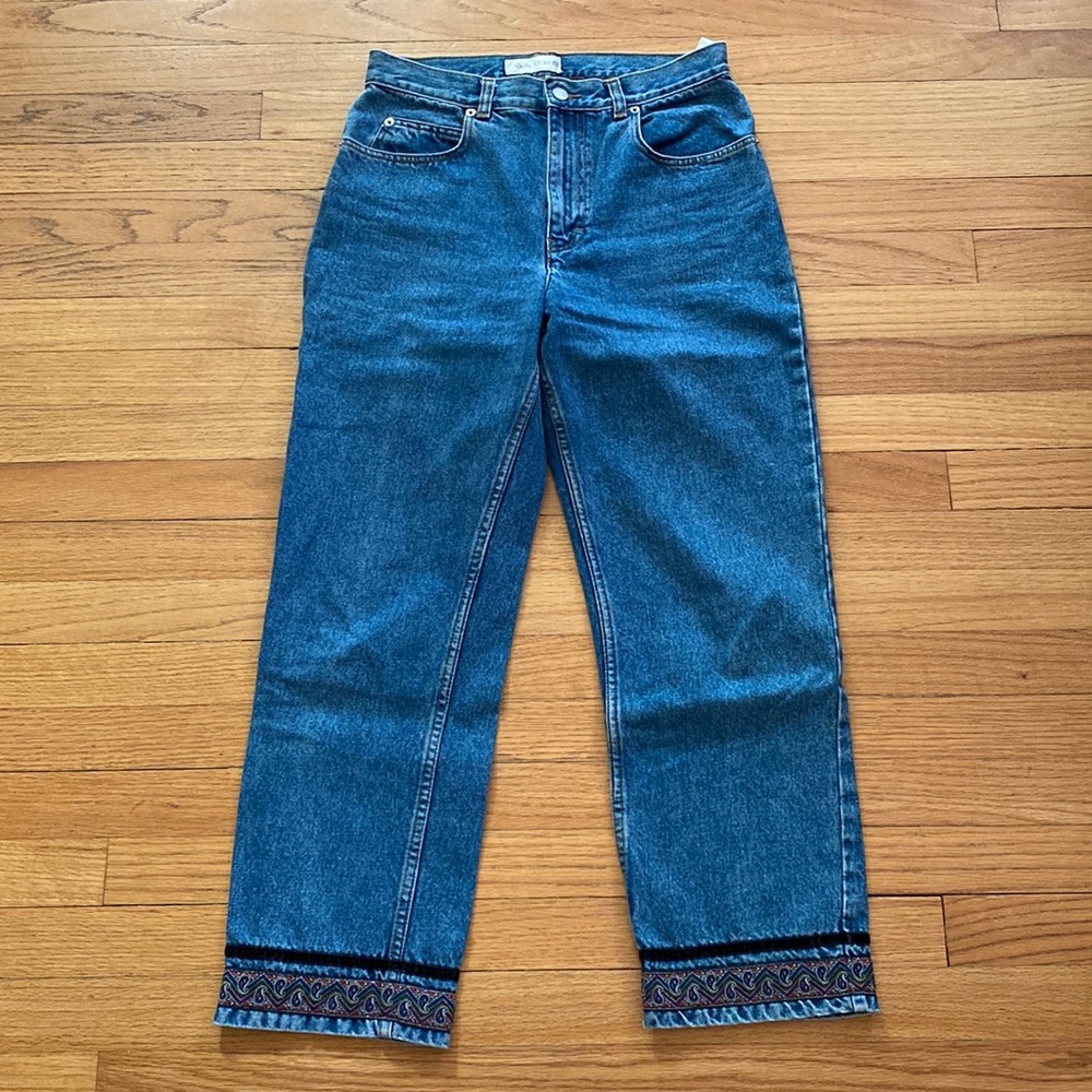 vintage high rise paisley accent jeans